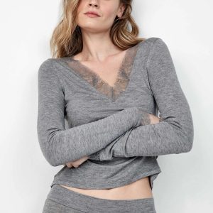 Camisola de renda cor cinza Gisela
