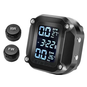 Sistema de Monitorização de Pressão de Pneus TPMS - 2 Sensores com Ecrã LCD e Carregamento USB